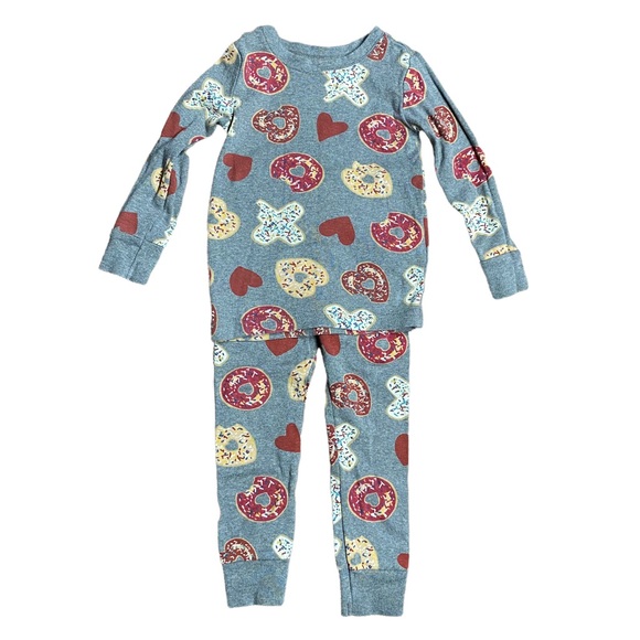 Old Navy | Girls 2pc Pajama Set XOXO Donut Print Sprinkles Hearts Size 2T - Picture 2 of 8